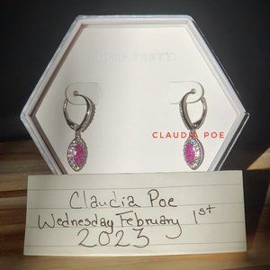 Bomb Party Sterling Club Rose Ice Crystal Earrings NWT in Original Box